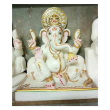 Gold Painted Marble Ganapati Statue, Technique : Polished