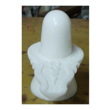 Handmade White Marble Shivling Statue, Technique : Polished