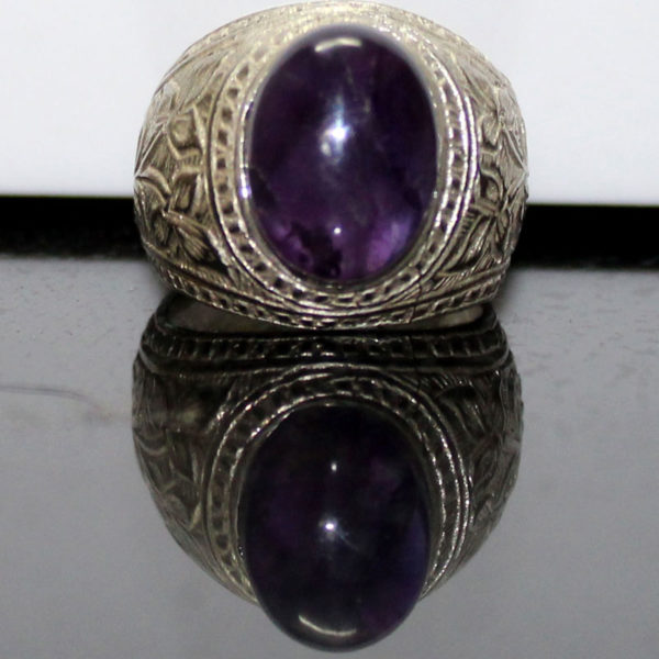 Designer German Silver Amethyst Gemstone Ring