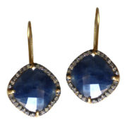 Designer Sterling Silver Blue Sapphire Diamond Earring