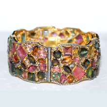 Gemstone diamond cuff bangle bracelet, Gender : Women's