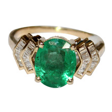 gold emerald gemstone diamond ring
