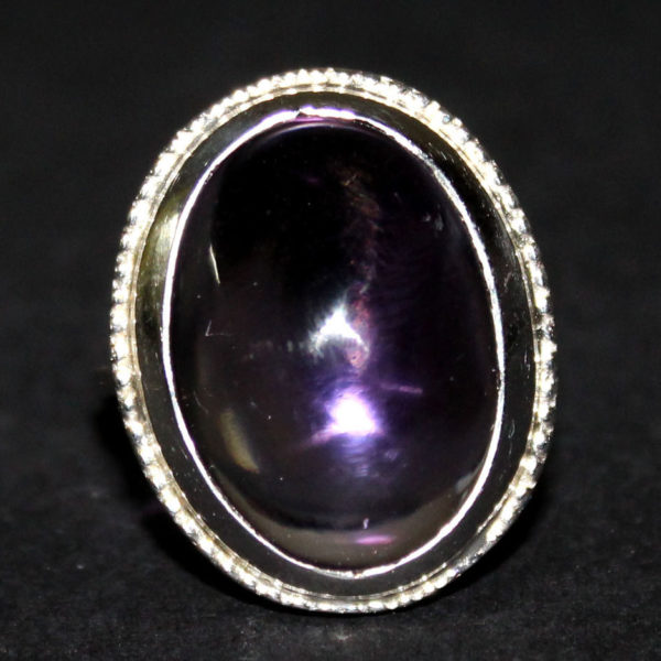 Solid 925 Sterling Silver Natural Amethyst Gemstone Oval Ring