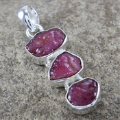 925 STERLING SILVER PENDANT ROUGH RUBY GEMSTONE JEWELRY