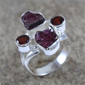 925 STERLING SILVER ROUGH GARNET RING JEWELRY