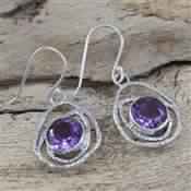 AMETHYST GEMSTONE STERLING SILVER EARRING