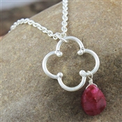 DESIGNER RUBY DROP SILVER PENDANT WITH CHAIN