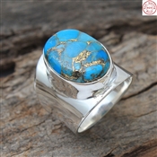 DESIGNER TURQUOISE GEMSTONE SILVER RING