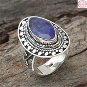 FACETED SAPPHIRE GEMSTONE SILVER RING