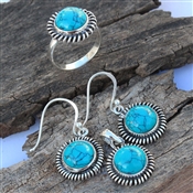 FASHION TURQUOISE 925 STERLING SILVER JEWELRY SET