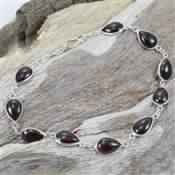 Garnet Gemstone Silver Bracelet