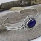 Lapis Lazuli Gemstone Cuff Bangle