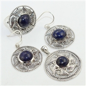 LAPIS LAZULI GEMSTONE RING, PENDANT, EARRING SET