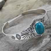 Turquoise gemstone cuff bangle