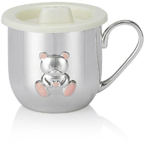 Pink Teddy Bear Baby Cup, Color : Silver