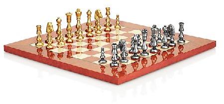 Wood And Metal Classical Ivory Red Chess Set
