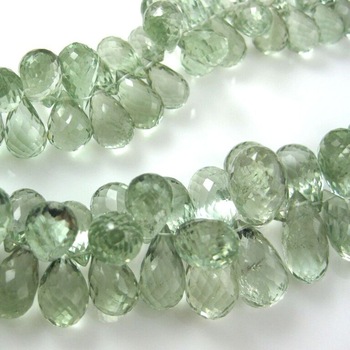 Green Amethyst drop faceted
