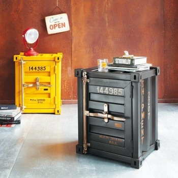 Industrial Container Style Bed Side Table