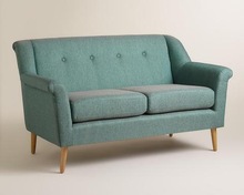 Stylist Teal Colour Fabric 2 Seat Sofa