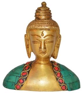 Brass Made Lord Buddha Bust stone work