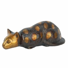 Cat Sculpture made in brass metal, Size : 7.9x3.1x2.8inch