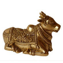 Goddess Nandi Cow Sitting Position, Color : Gold