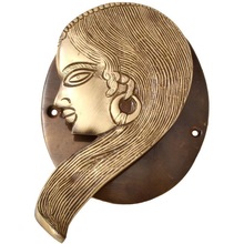 Lady Face Metal Door Knocker Brass, Size : 18x10x5 cm