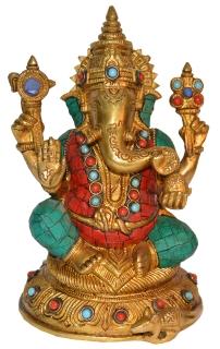 Lord Ganesha Brass Blessing Religious Satue