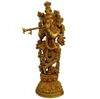 Lord Krishna Living Room Decorative Brass Satue By Aakrati