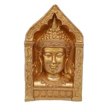 Sculpture Table decoration Buddha Face metal, Color : Yellow