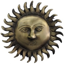 Sun Face brass door knocker