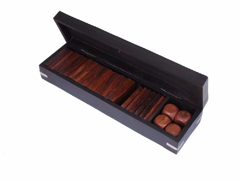 Store Indya Hand Crafted Black Colored Dominoes Game Box