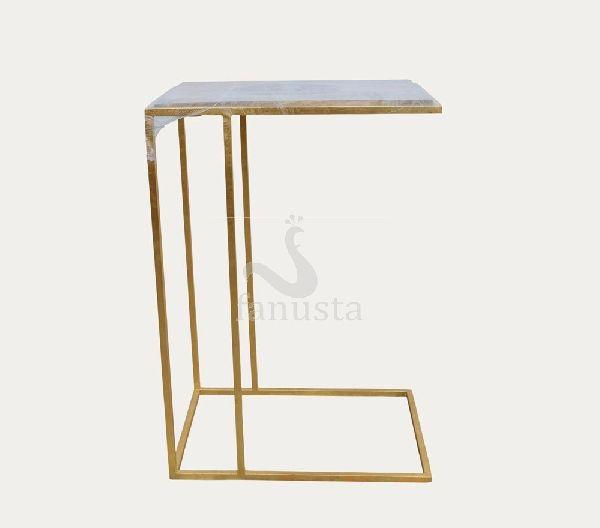 C-Shaped Wooden End Table