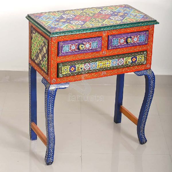 Ceramic Tile Top Wooden Console Table, Color : Multicolor