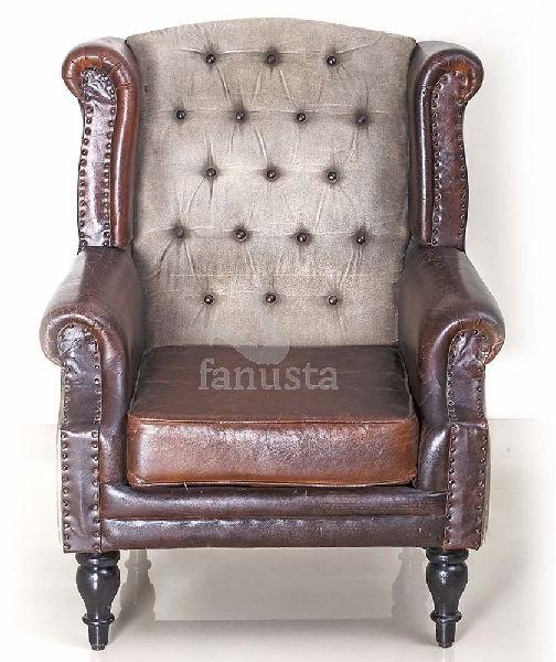 Handmade Leather Chair Sofa, Color : Brown