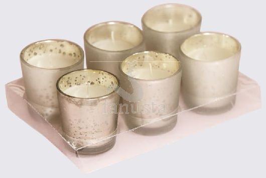 Smooth Mercury Glass Votive Candles, Dimension : 6 x 6 x 6 (in cm)