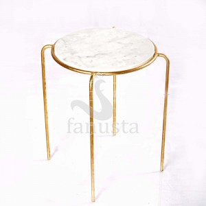 Noveau White Marble Top Side Table