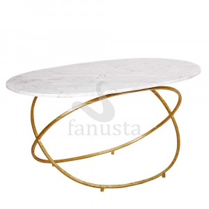 Oval Marble Top Coffee Table, Color : Gold