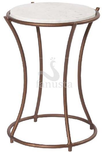 Small Round Side Table with Antique Iron Legs