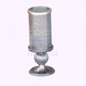 Smokey Glass Pillar Candle Holder, Color : White
