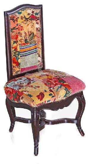 Wooden Victorian Chair with Velvet Fabric, Color : Brown