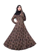 Brown Color Embosed Lycra Burkha, Size : Chest/Bust Up To 40 Inch
