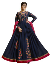 Georgette Resham Embroidery Semi-Stitched Dress, Age Group : Adults