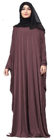 Justkartit Violet Color Plain Free Size Arabic Lycra Abaya With Chiffon Hijab Scarf
