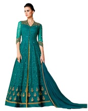 Sea Green Color A-Line Semi-Stitched Anarkali Suit