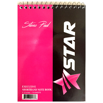 70 Sheets Steno Notepad, Cover Material : 350 G.S.M White Duplex Board
