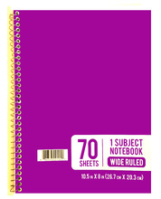 70 sheets wide ruled spiral notebook