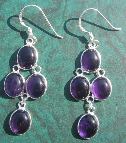 Amethyst Silver Earring, Purity : 92.5