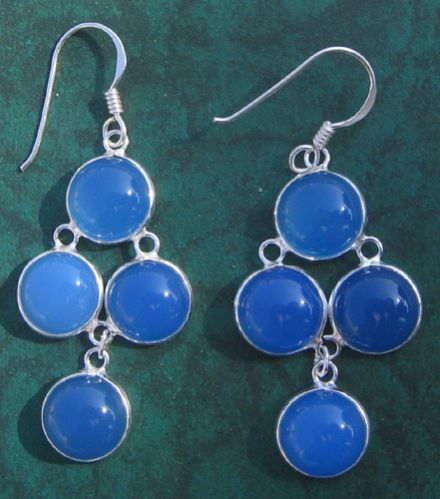 Blue Chelcedony Silver Earring