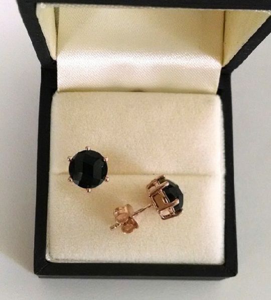 Rose gold black spinel earring